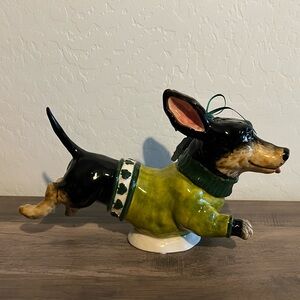 Blue Sky Green St Patrick’s Day Ceramic Dachshund Doxie Figurine